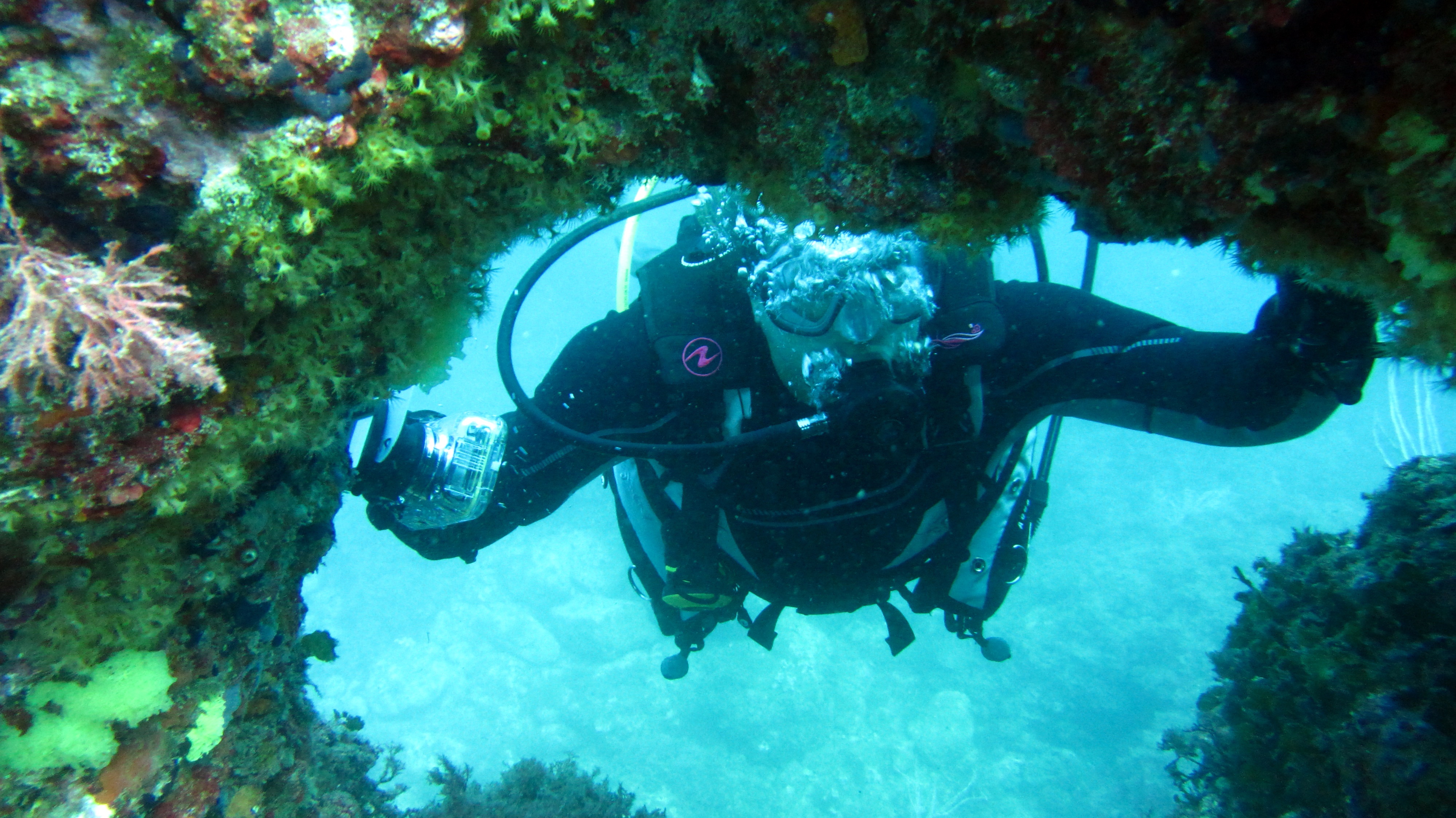 Jo and David Spinney scuba diving etartit, spain, 2014
